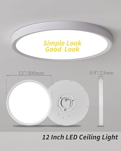 4Pack 12 Inch Dimmable LED Flush Mount Ceiling Dimmable-12Inch-4Pack White