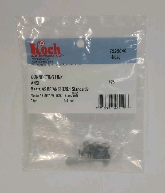 Koch 7525040 Roller Chain Connector Link 4-Pack #25