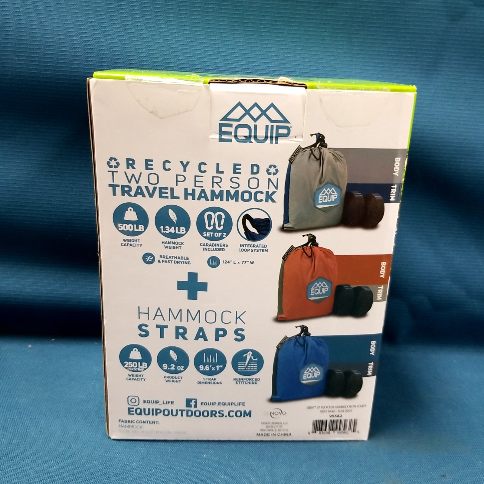 New In Packaging Equip Two Person Travel Hammock W/Straps