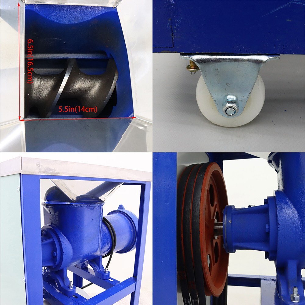 Commercial Electric Bone Crusher & Meat Grinder 220V Movable Feed Processer