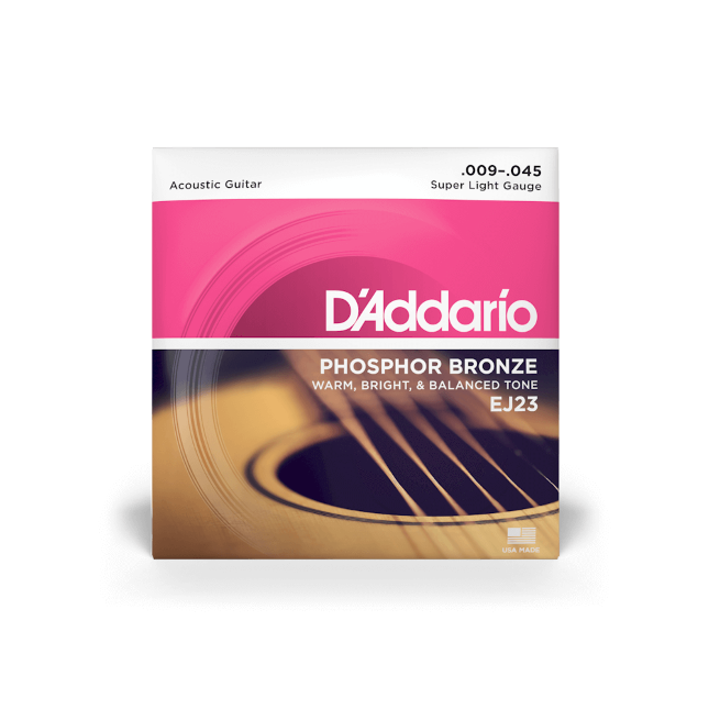 D'Addario EJ23 Super Light, Phosphor Bronze Acoustic Guitar Strings 9-45