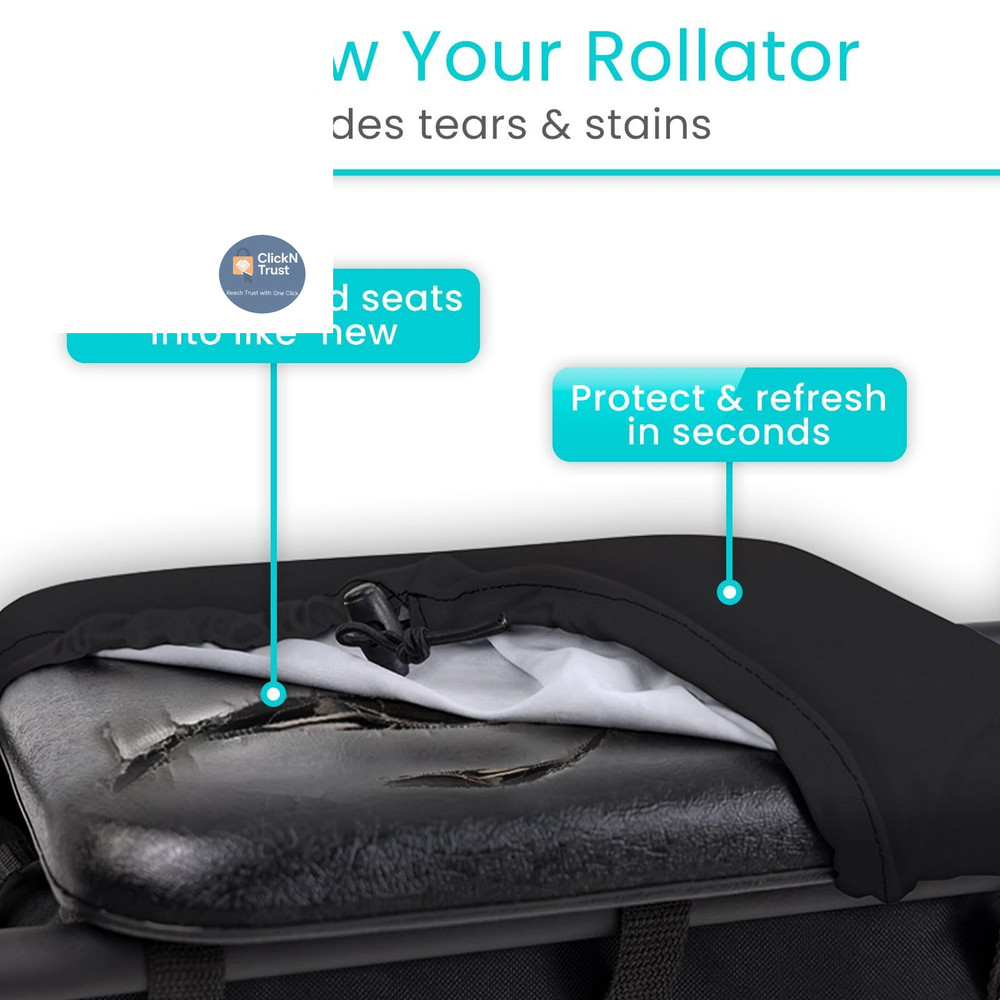 Vive Rollator Walker Seat and Backrest Covers - Removable Washable Black