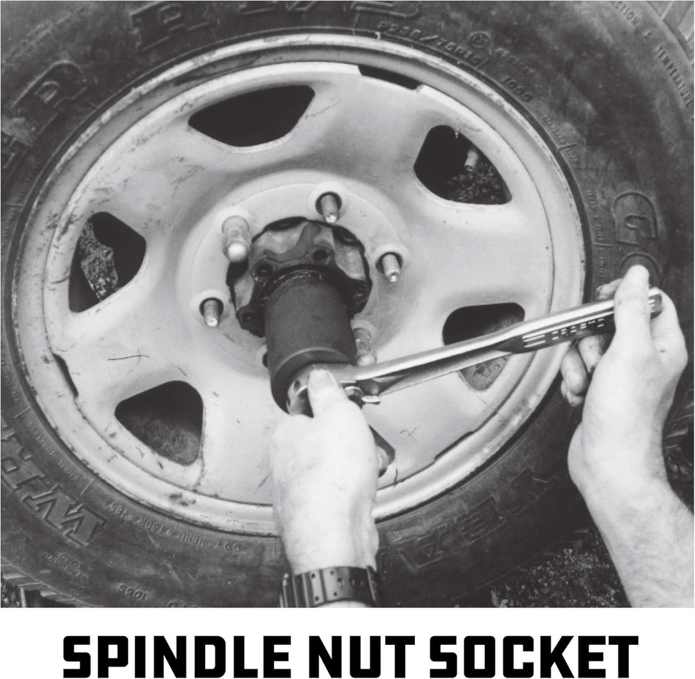 Powerbuilt 648475 Spindle Nut Socket Six Outer Black, 6-Lug, 2-5/8" Outer Trucks