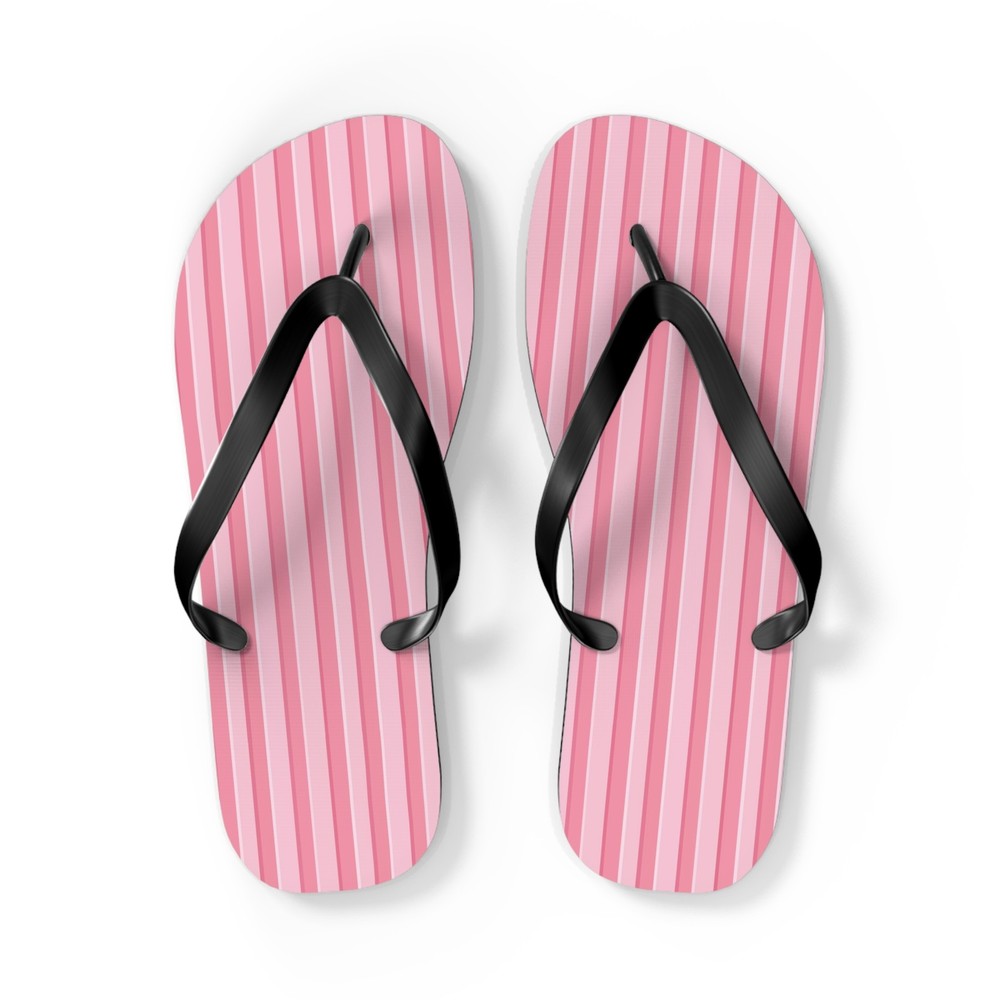 Pink Striped Flip Flops – Summer Beach Sandals