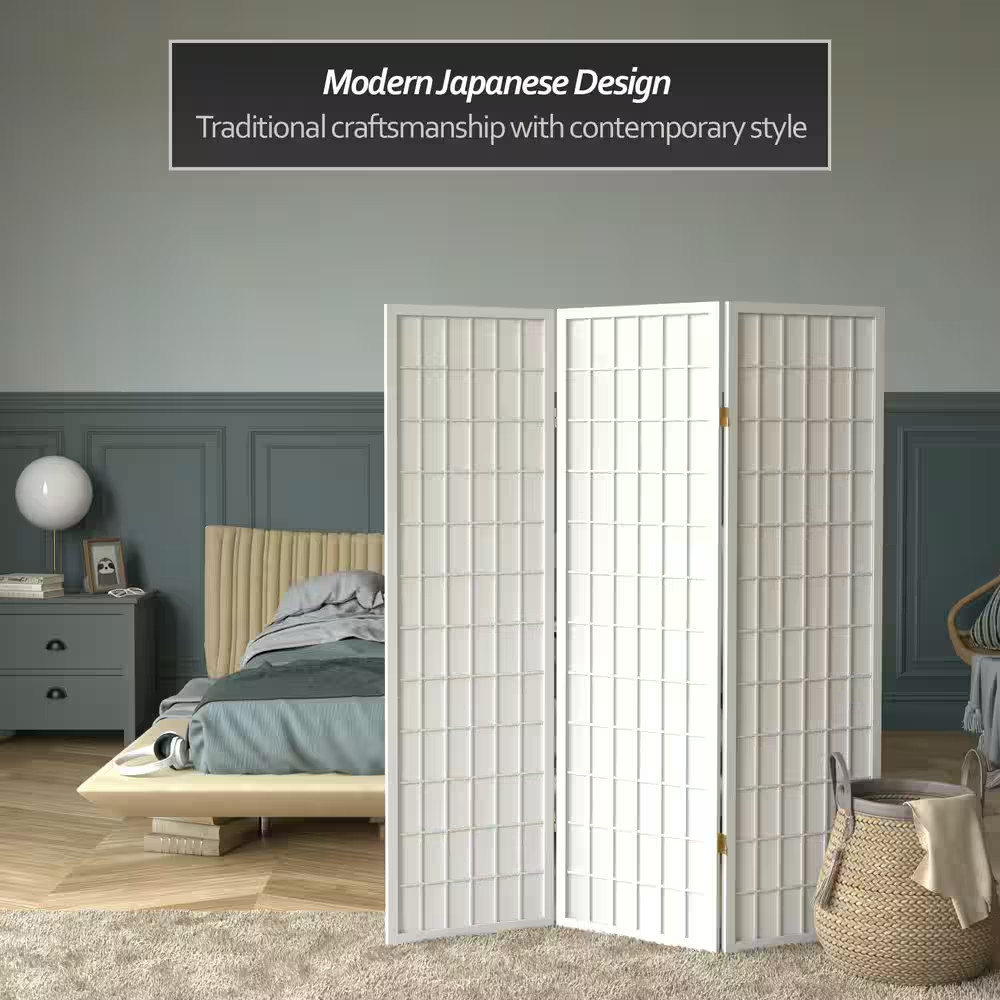 5 Ft. White 3-Panel Room Divider
