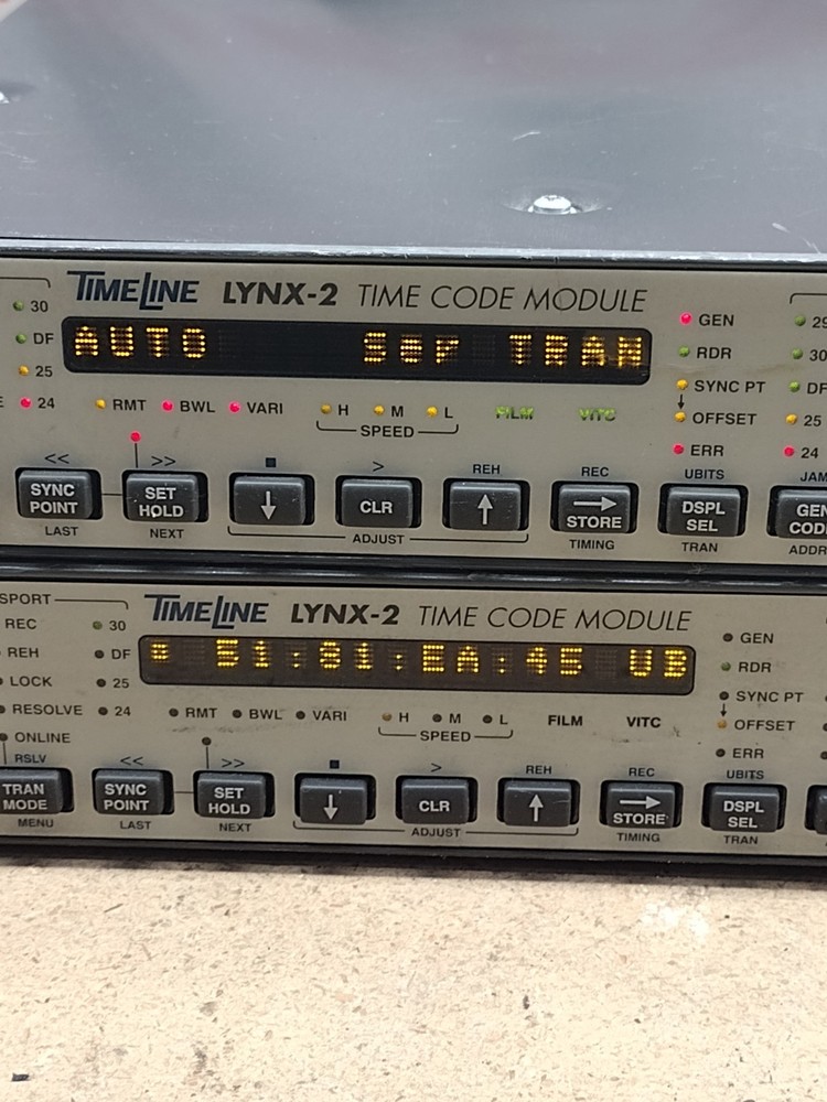 Lot of 2- Timeline LYNX 2 Time Code Module w/(2) PwrCrds (1) MissingButton- USED