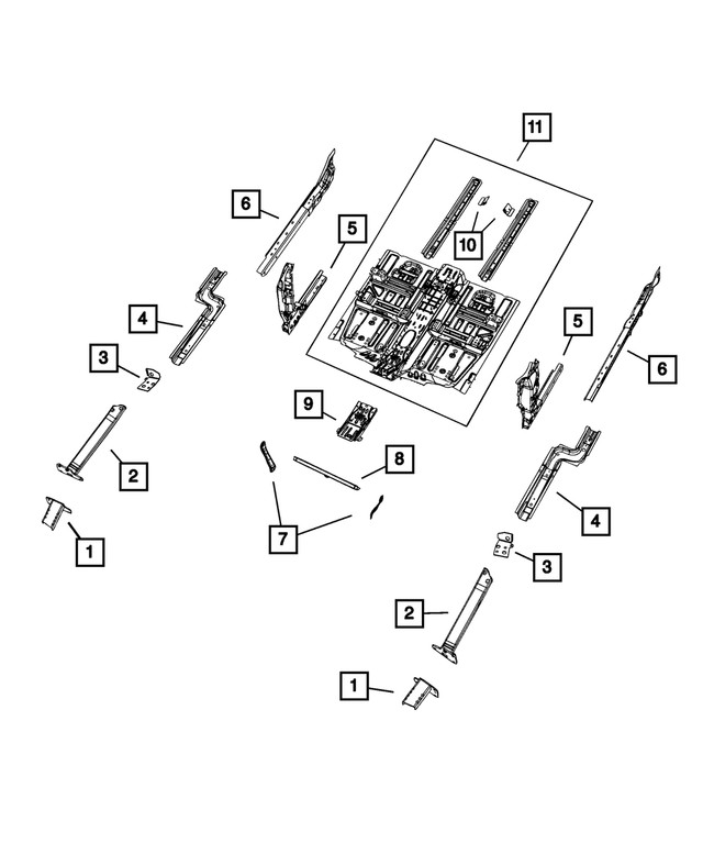 Genuine Mopar Lower Load Beam Extension Left 68328055AA