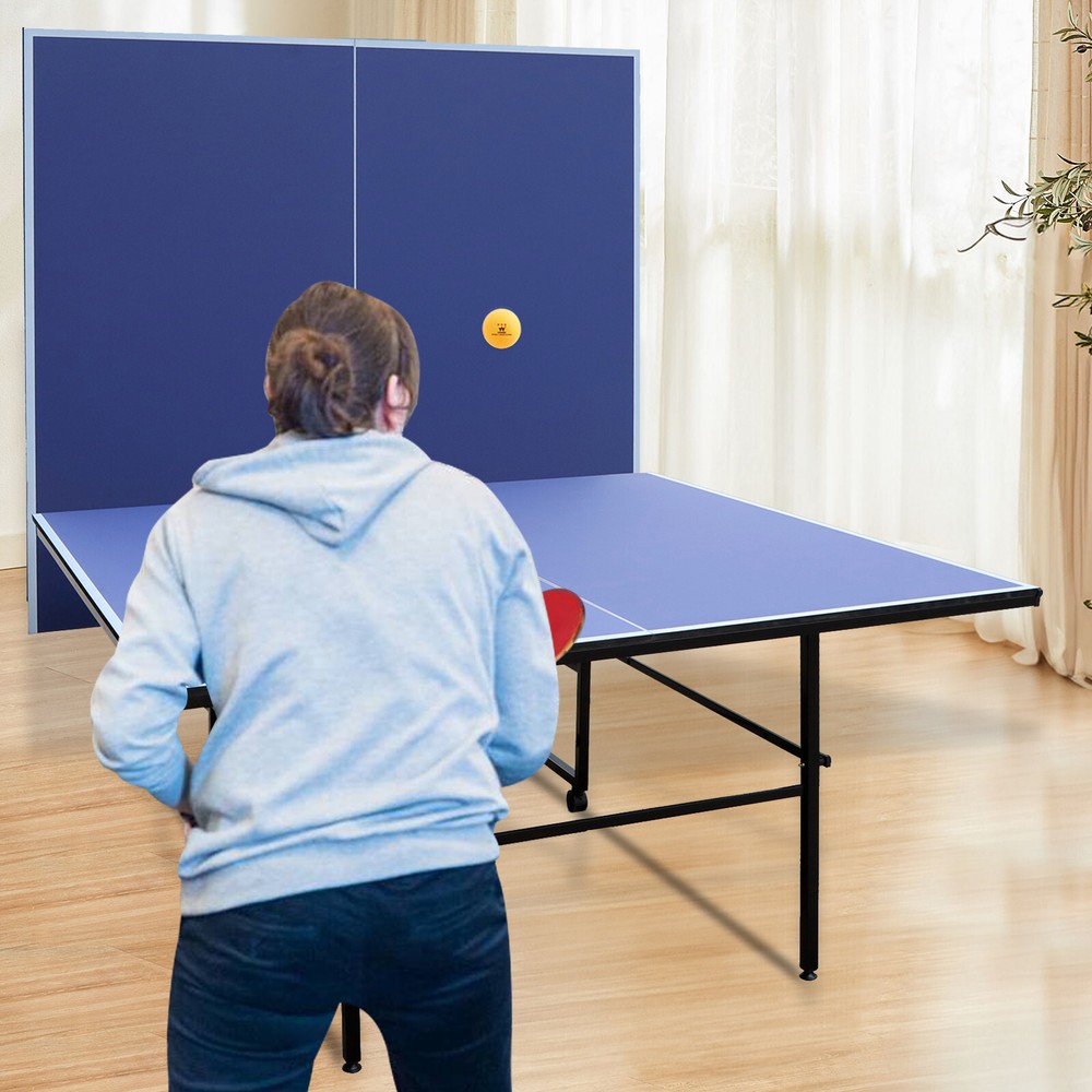 9ft Mid-Size Table Tennis Table Set Foldable&Portable with Net,  Paddles, Balls