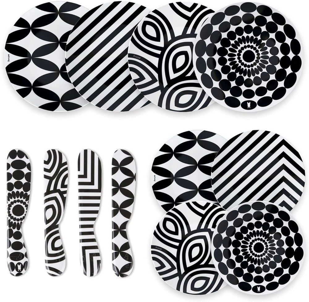 French Bull 12-Piece Dinnerware Set Black & White Medium, Black/White