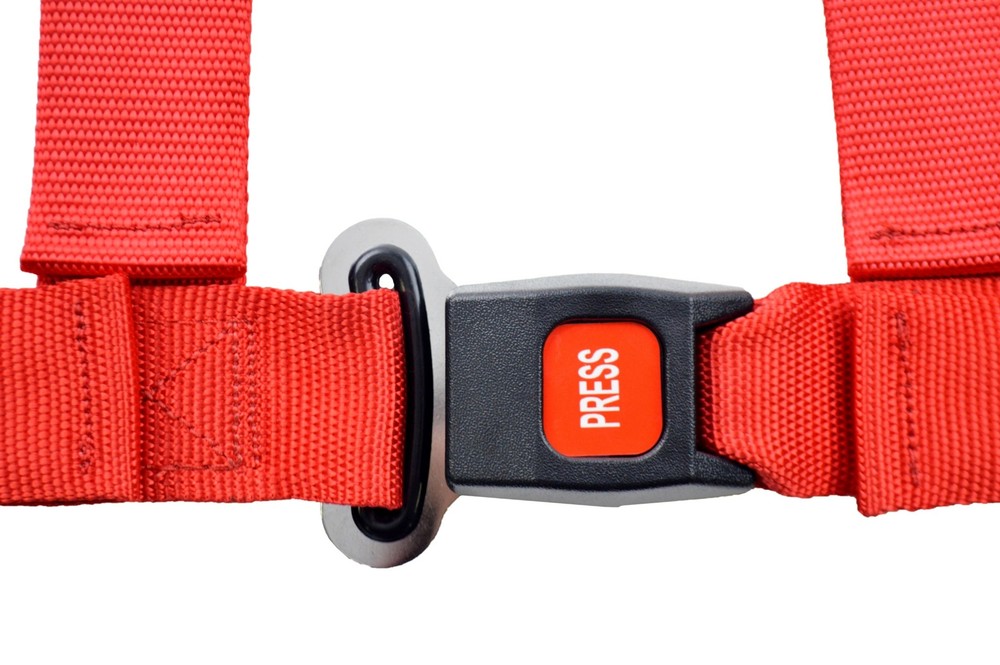 OFF ROAD 2" PUSH BUTTON V ROLL BAR MOUNT HARNESS. 3 POINT BUGGY BELT RED