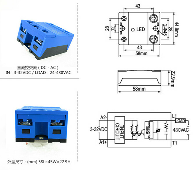 Single-phase solid state relay ASH-C 40DA DC-AC 40A