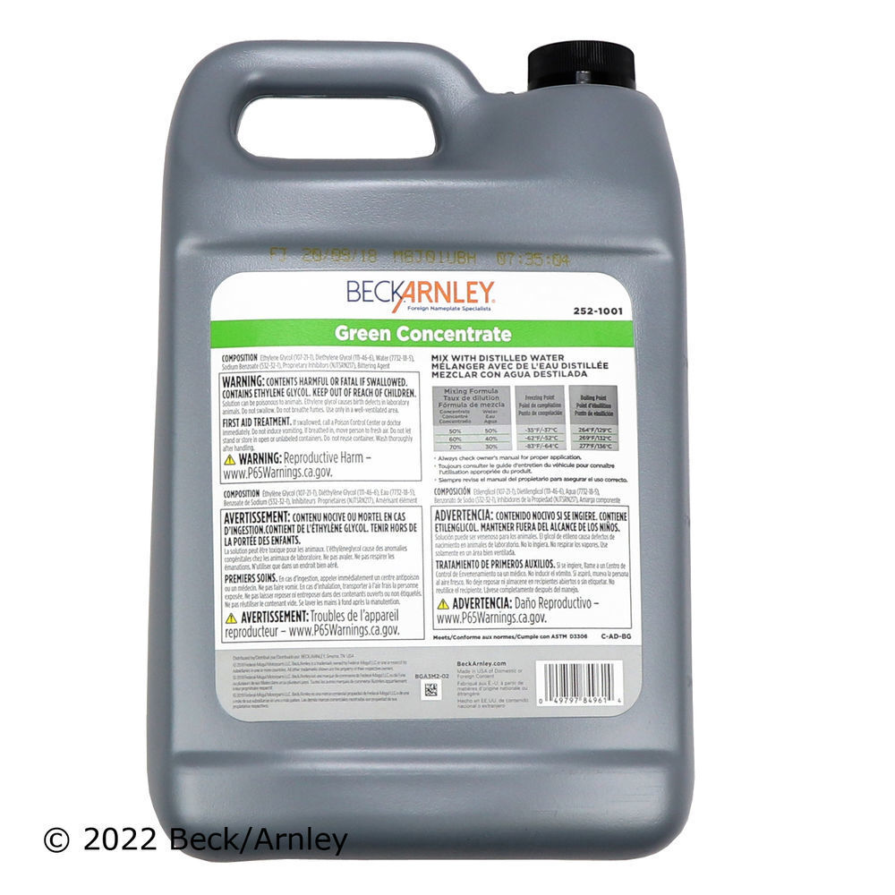 Engine Coolant / Antifreeze Beck/Arnley 252-1001