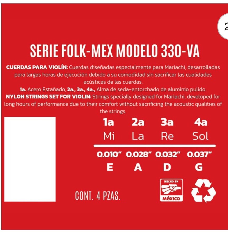 VIOLIN Strings Set. Made In 🇲🇽.