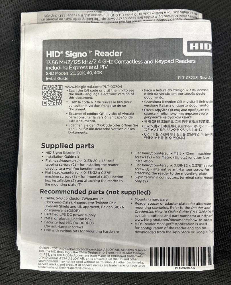 HID Signo 40 40TKS-00-000000 Multi-Technology, Mobile Ready Smart Card Reader