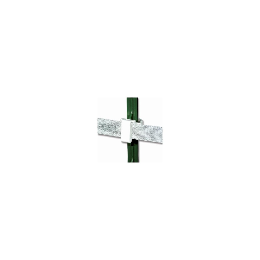 Powerfields TP-25-W T-Post Insulators, Wide White Poly Tape, 25-Pk. - Quantity 1