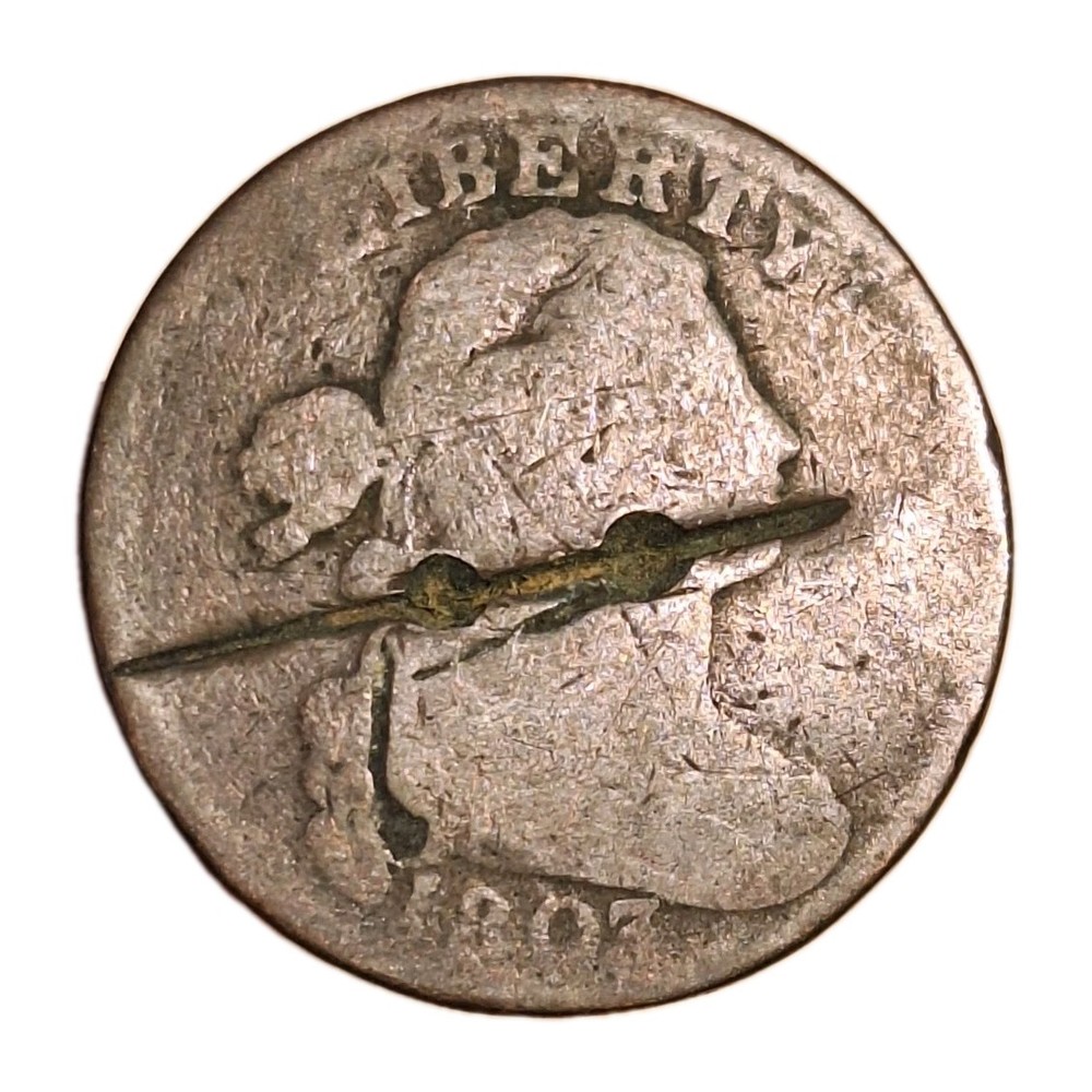 1803 Draped Bust Large Cent Small Date/Small Fraction With Stems Unique Damage