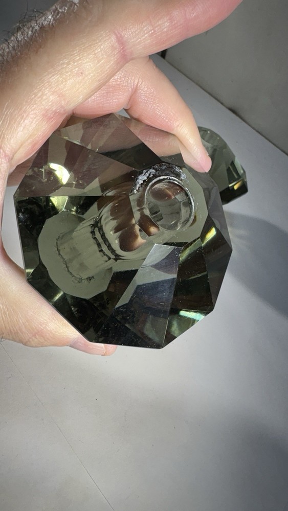 2 Vintage smoky grey angular crystal blocks create lamps J