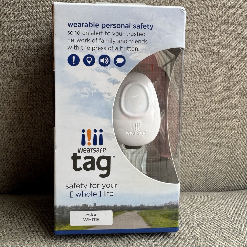 Wearsafe Tag Security Alert Alarm Button White Water Resistant New Bluetooth
