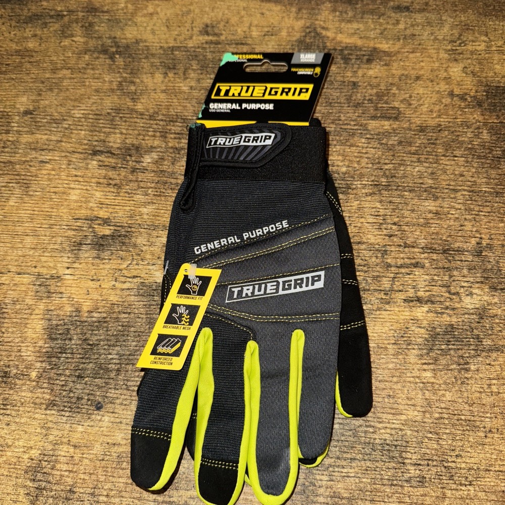 Truegrip General Purpose Work Gloves Touchscreen Compatible, Blue  XL 98693 NEW