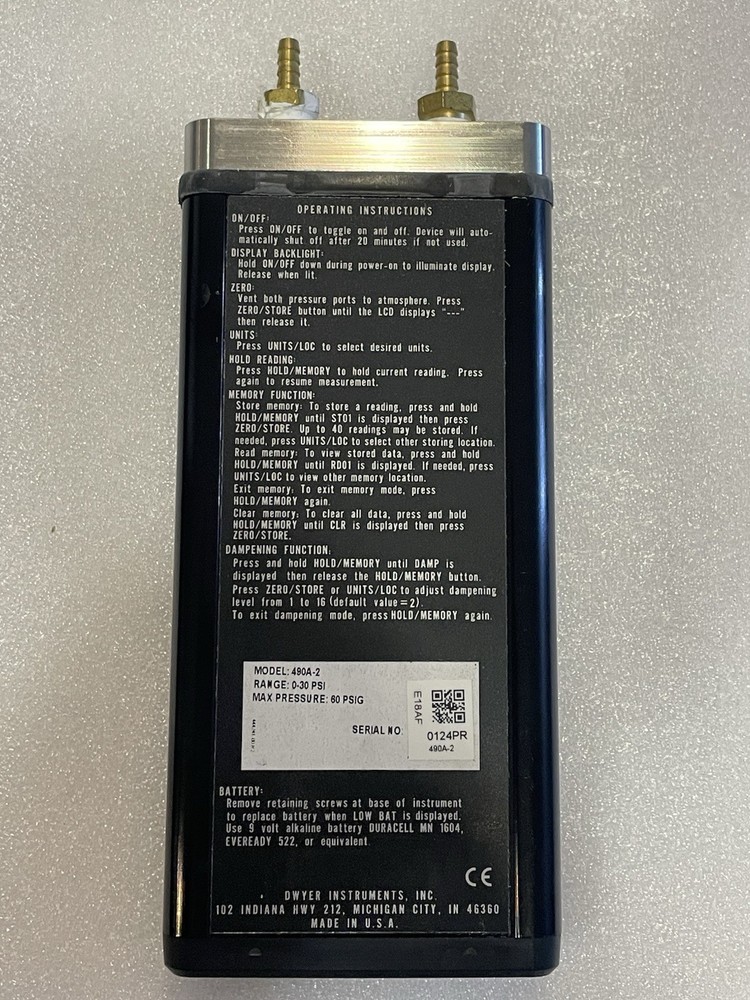 DWYER 490A-2 HYDRONIC DIFFERENTIAL PRESSURE MANOMETER