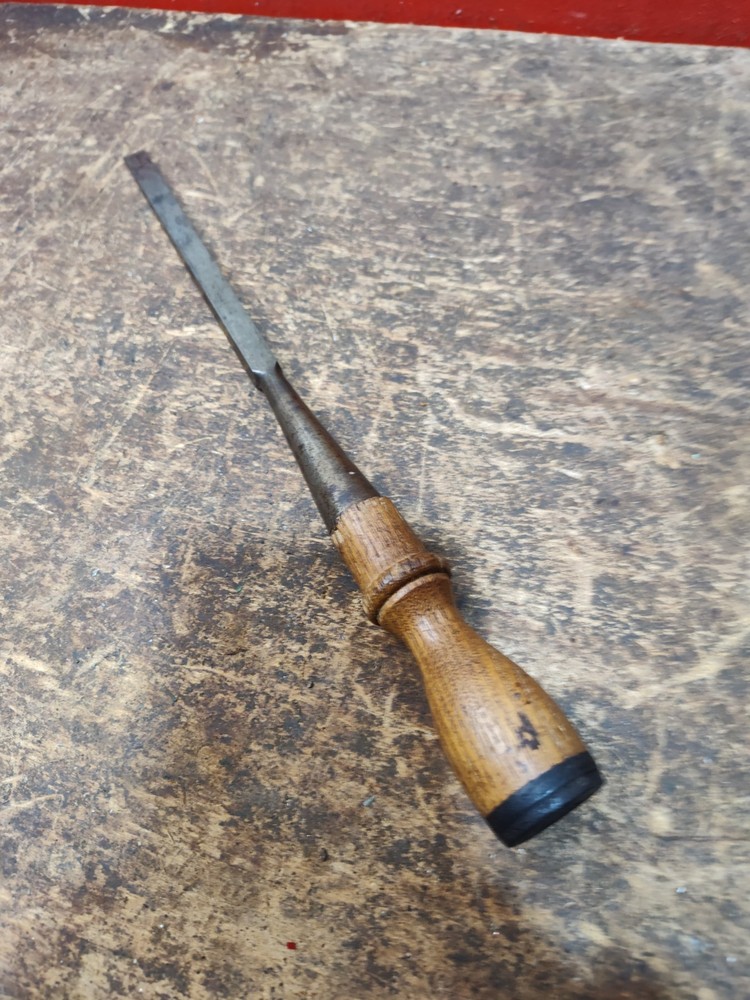 Early Ohio Tool 3/8" Socket Chisel Sq Edge Timber Frame Shipwright Timberframe