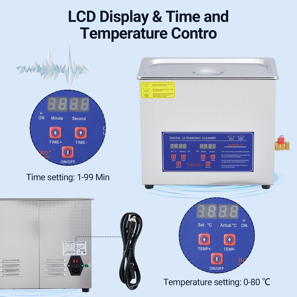 6.5 L Ultrasonic Cleaner with Timer Heating Machine Digital Sonic Cleaner