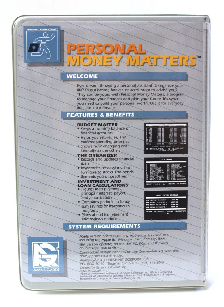 Vintage Personal Money Matters Apple IIc Software