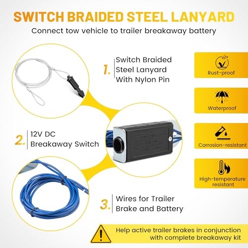 Trailer Breakaway Switch 4 FT Breakaway Trailer Cable Electric Brake Switch