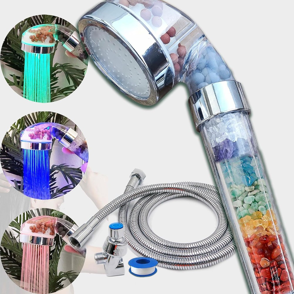 Chakra Crystal Shower Head LED Lights. Color Changing.