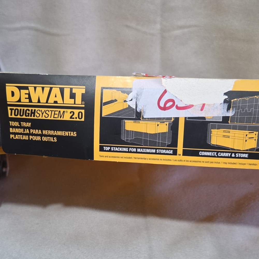 DEWALT ToughSystem 2.0 Shallow Tool Tray DWST08110 Yellow Plastic Top Stacking