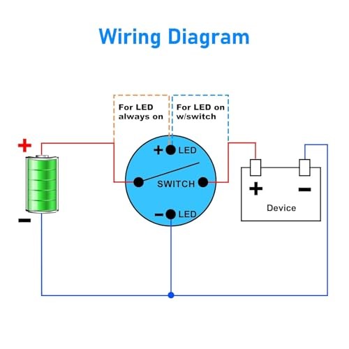 19mm Latching Push Button Switch, 12V Metal Self Locking SPST ON 19mm Wire Red