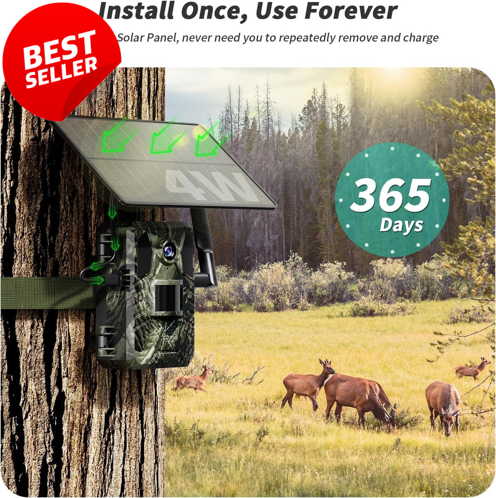 4G LTE Trail Camera Live Stream Solar Motion 0.2s Trigger SIM IP66 - US