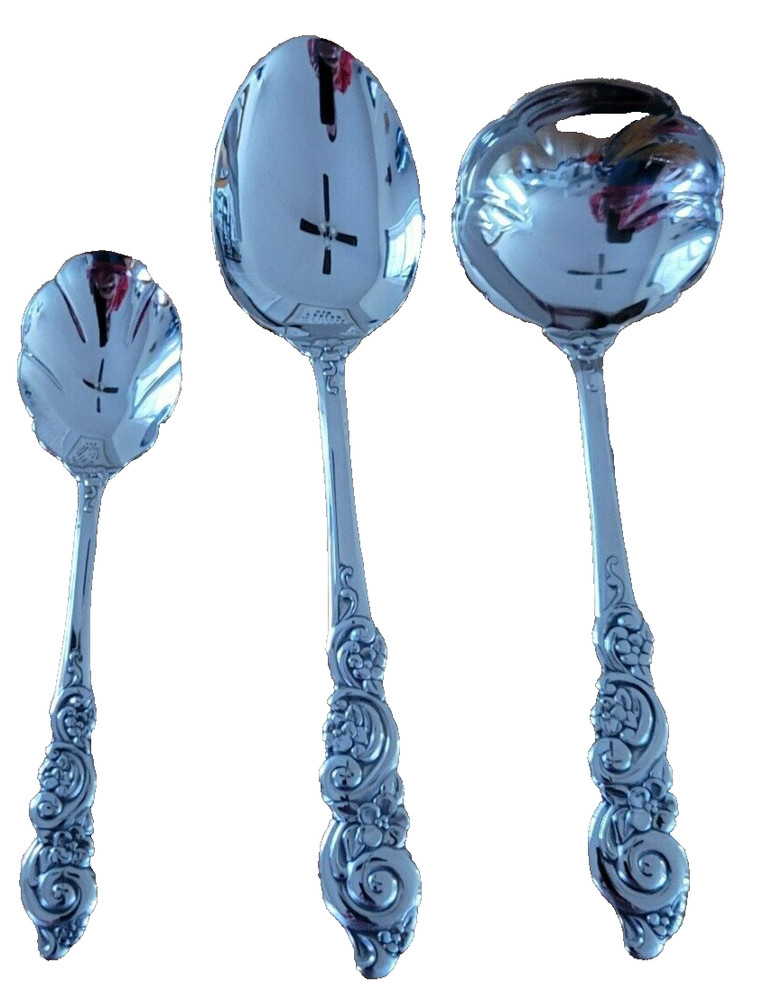 Oneida Barcelona Stainless 3 Pc Hostess Set Vtg. Replacement New Open Box