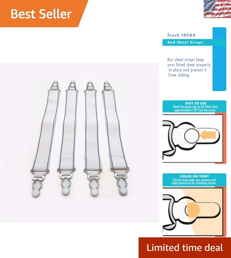 Ultimate Sheet Security - Fresh Ideas Bed Sheet Straps, 4-Pack for All Sizes