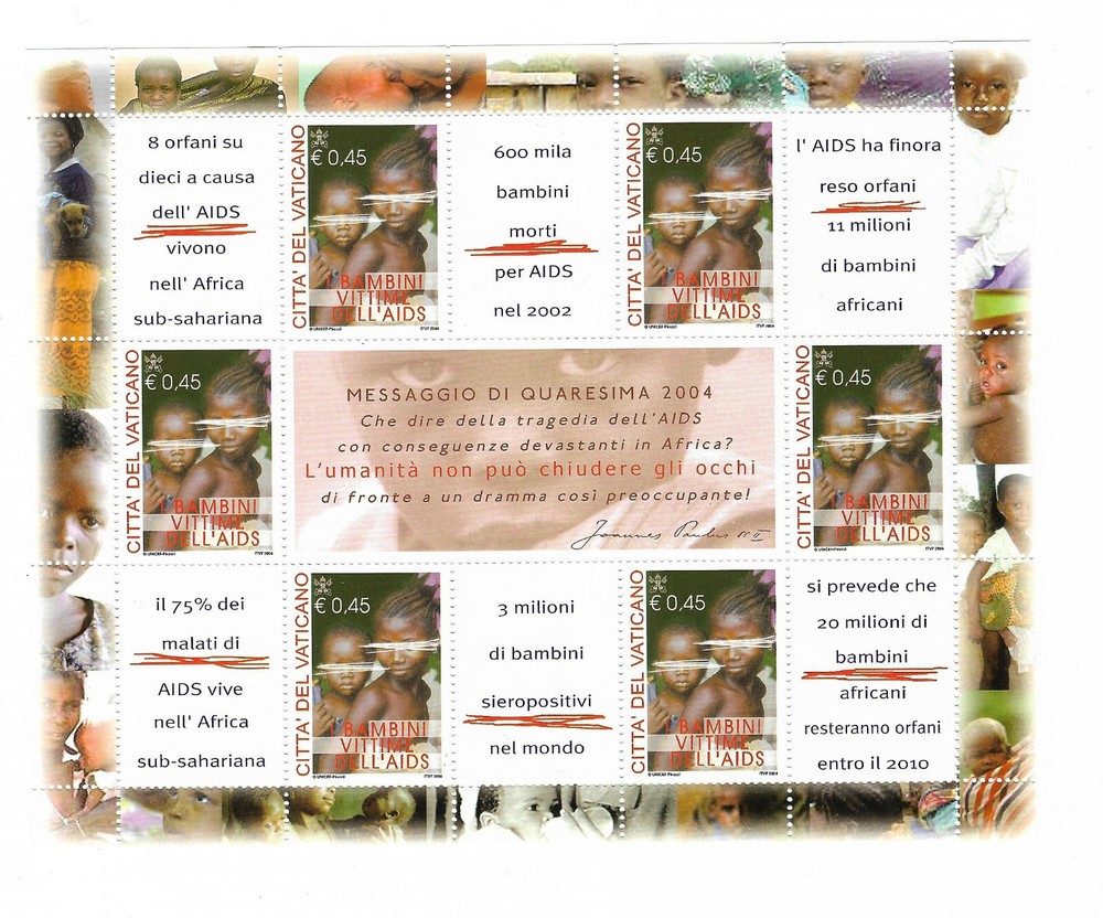 (FS399) Vatican 2004 FULL SHEET : Aids MNH
