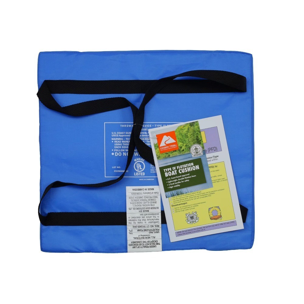 Blue Type IV Flotation Boat Seat Cushion Throwable Safety Device