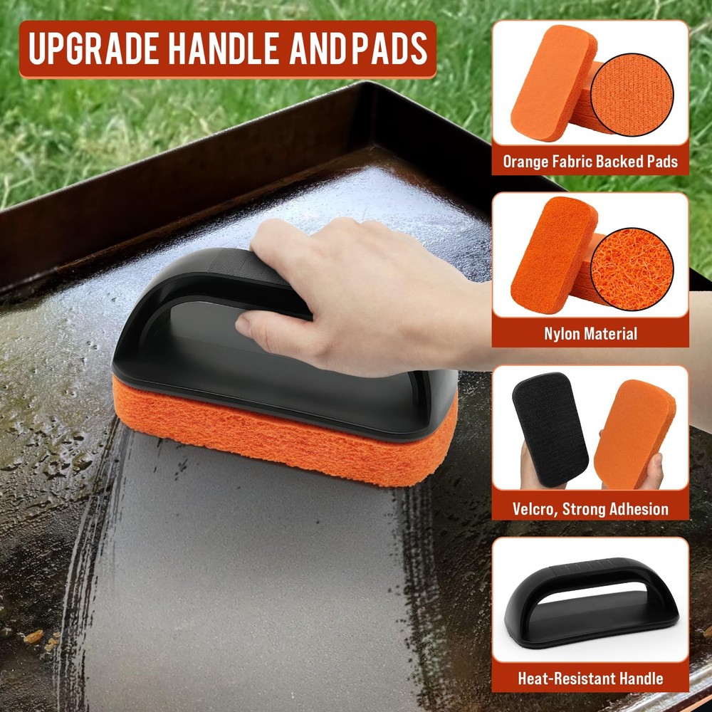 AWEASROY Griddle Cleaning Kit: Grill Stone, Scraper & Brush for Flat Tops