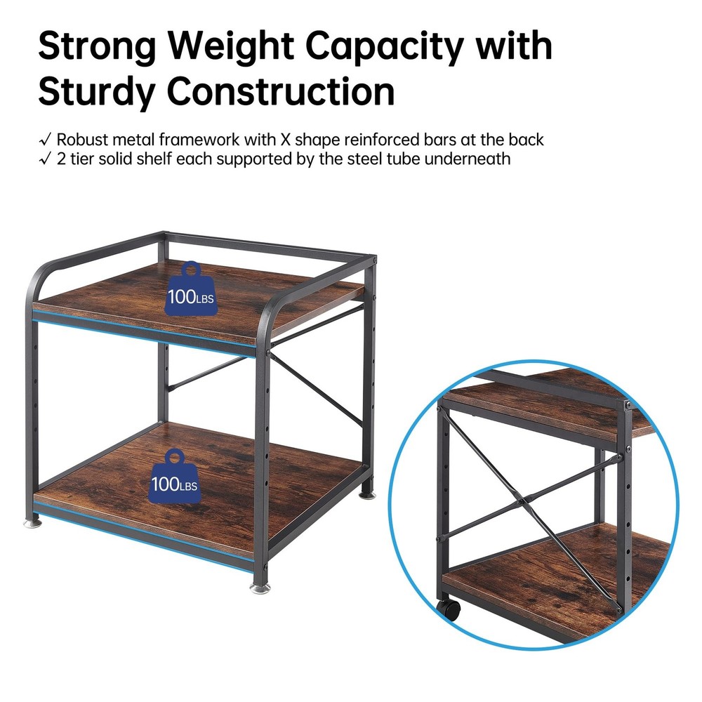 Fannova Under Desk Printer Stand, 20 Inches Deep Large Printer Table with Hei...