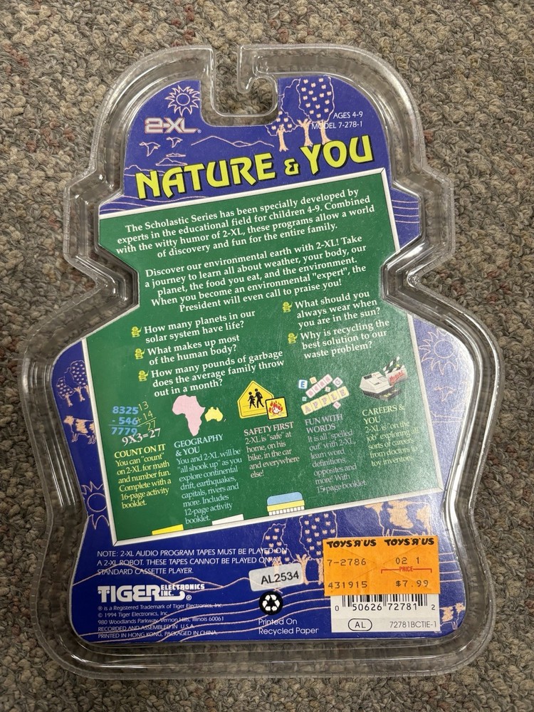 + Tiger Electronics 1994 2-XL Robot Nature & You Audio Program Tape NIP