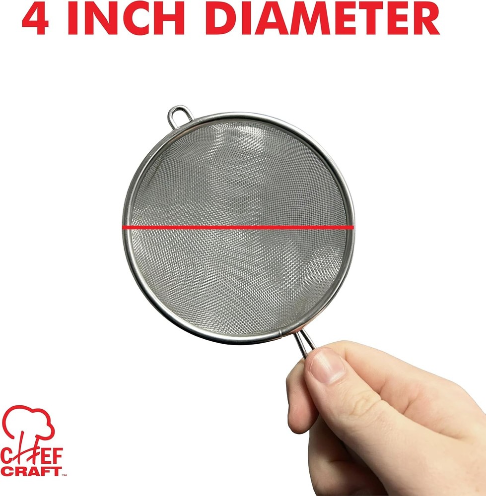 Basic Mesh Strainer 3 & 4 Inch 2 Piece Set Stainless Steel