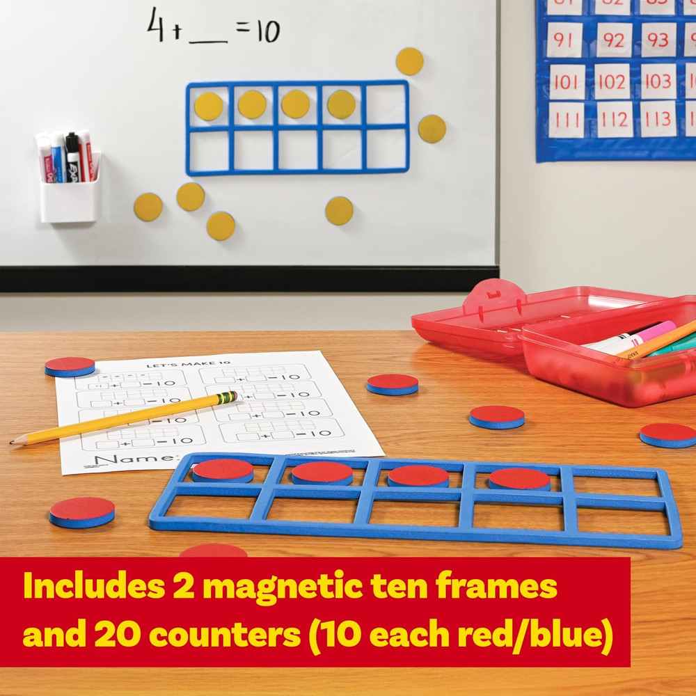 Giant Magnetic Foam Ten Frames | Early Math Manipulative | 2 Frames with 20 Disk