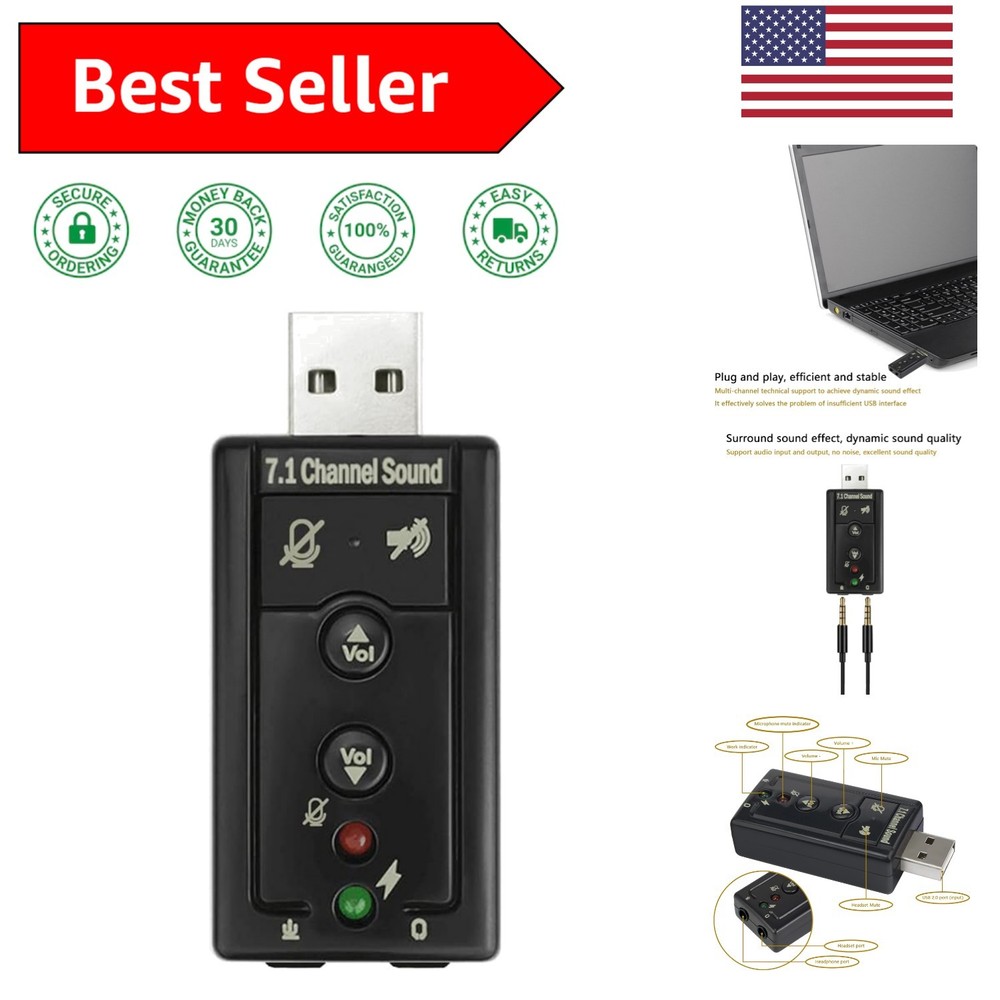 Compact 7.1 USB Audio Adapter - Crisp Sound & Multiple Platform Compatibility