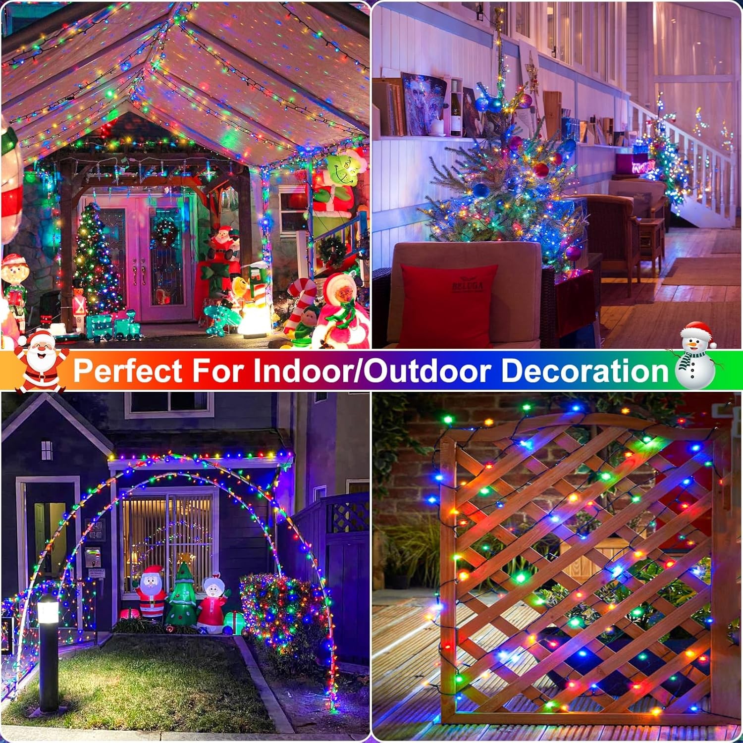 Multicolor Christmas String Lights 200/300/500 LED Christmas Lights Waterproof