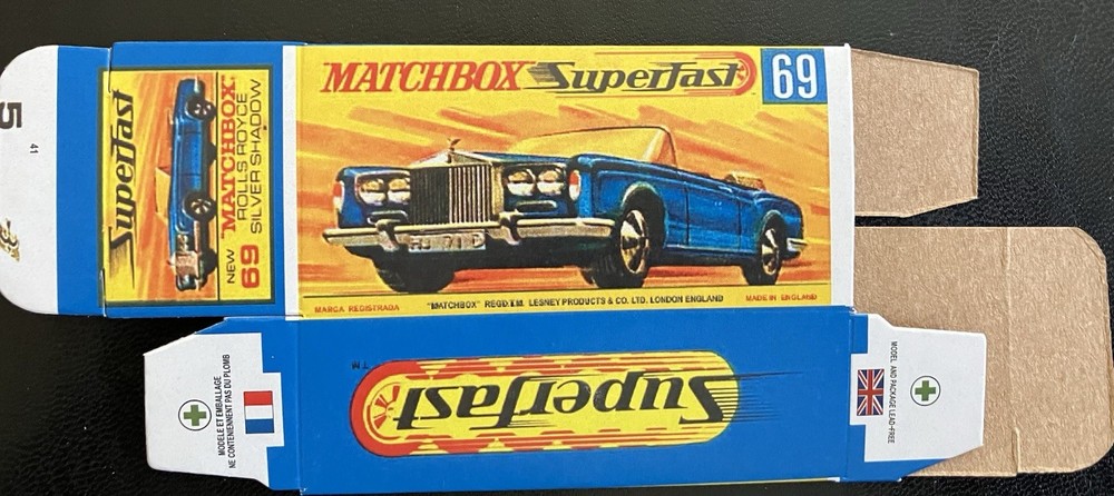 Matchbox Superfast #69 Rolls Royce Silver Shadow ‘70-‘71 Type G Repro Box