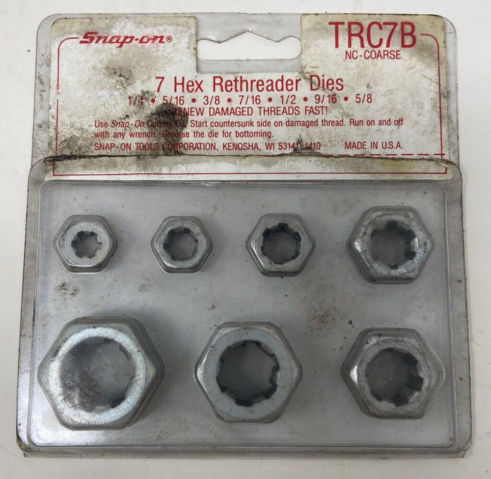 Snap On 6 Piece Hex Rethreader Dies TRC7B