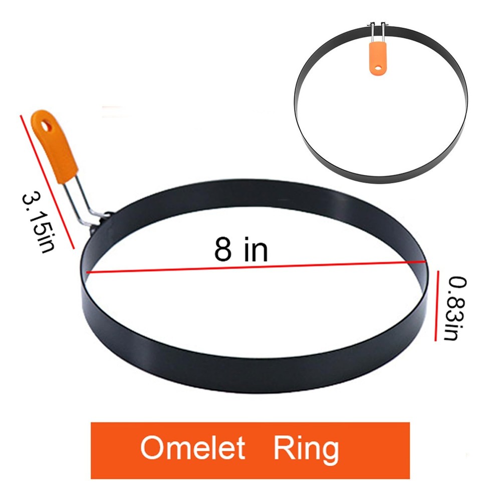 2 Packs 8 Large Omelette Ring for Griddle,8 Inch Stainless