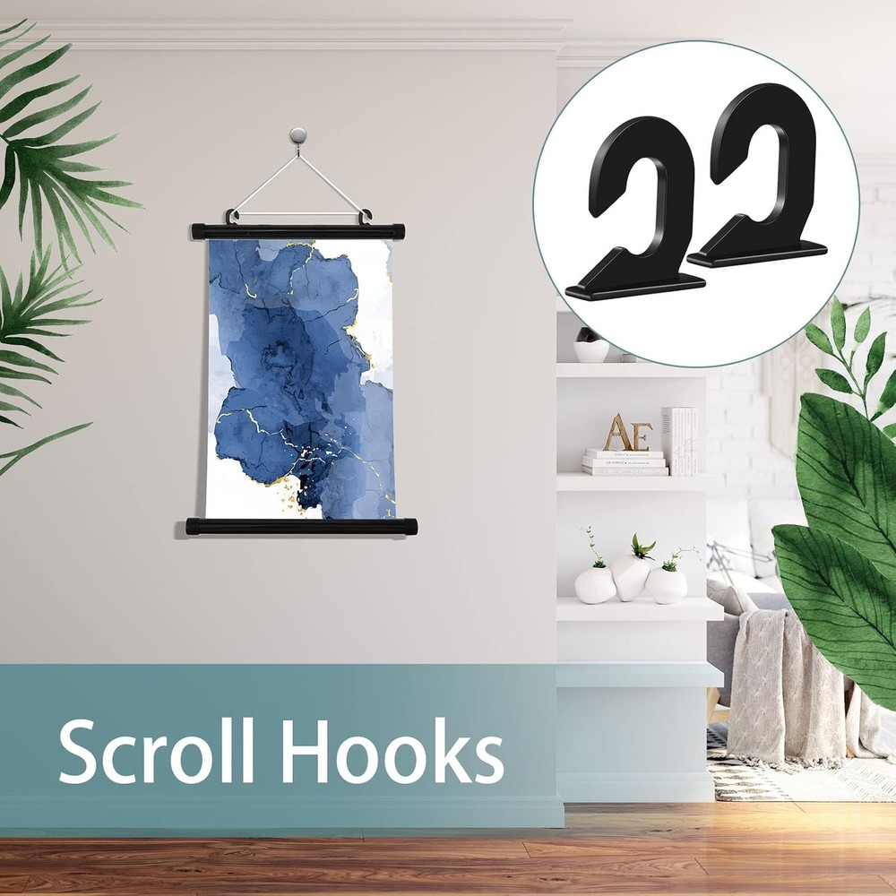 100 Pieces Scroll Hooks Home Decor Wall Poster Black