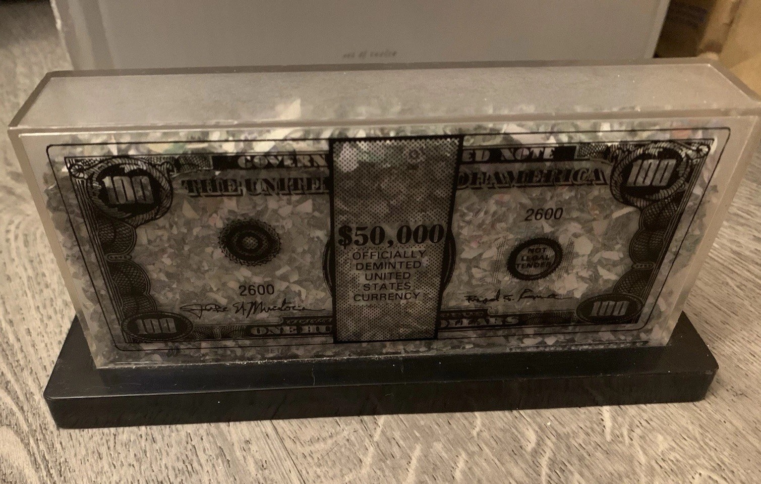 Vintage Shredded US Currency U.S. Paper Money 100% Real $50,000 Box Acrylic