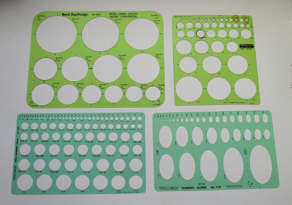 Four Plastic Circle & Ellipse Templates for Drafting - ALL IN GREAT CONDITION!