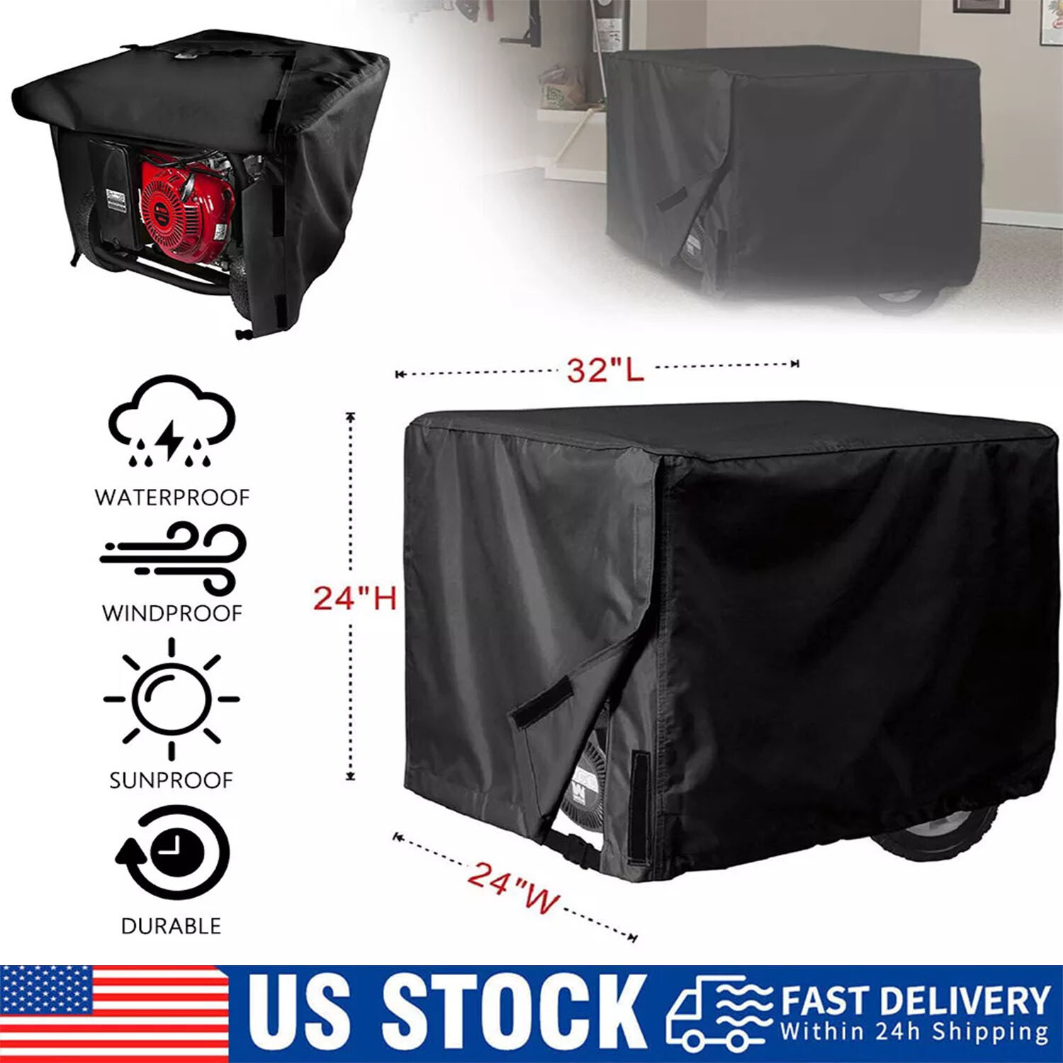 Universal Generator Cover 600D Waterproof For 3000-5000watt (32" X 24" X 24")